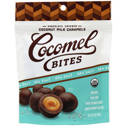 Cocomels Dark Chocolate Covered Coconut Milk Caramel Bites Sea Salt, 100g