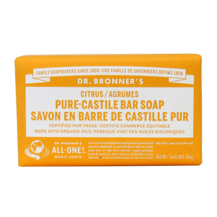 Dr. Bronner's Organic Citrus Pure Castile Bar Soap, 140g