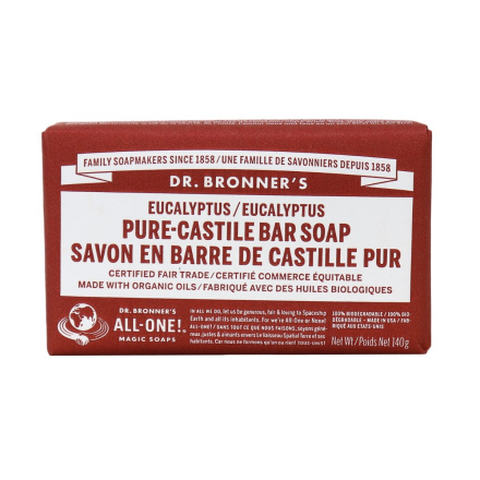 Dr. Bronner's Organic Eucalyptus Pure Castile Bar Soap, 140g