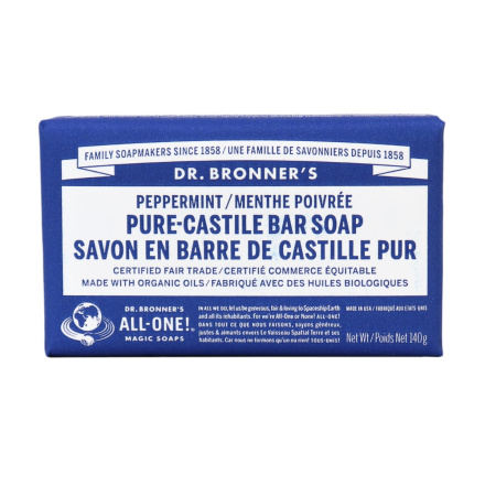 Dr. Bronner's Organic Peppermint Pure Castile Bar Soap, 140g