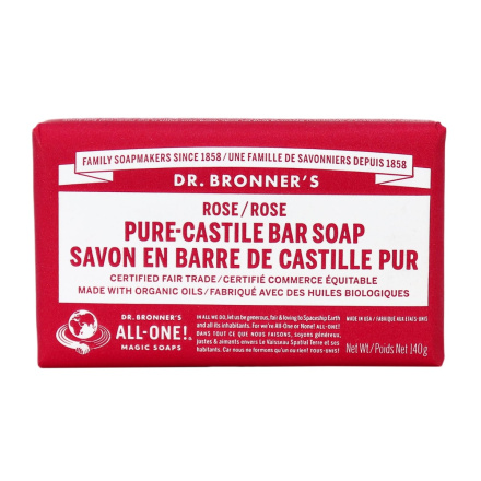 Dr. Bronner's Organic Rose Pure Castile Bar Soap, 140g