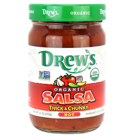 Drew's Organics Thick & Chunky Hot Salsa, 340g