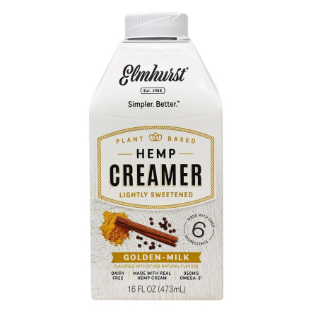 Elmhurst Lightly Sweetened Golden-Milk Hemp Creamer, 473mL