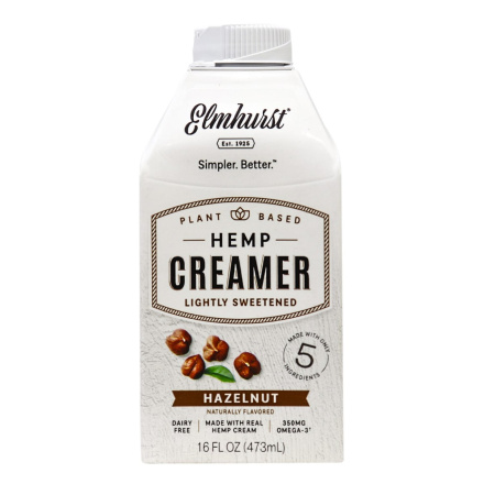 Elmhurst Lightly Sweetened Hazelnut Hemp Creamer, 473 ml