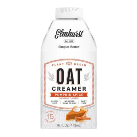 Front of Elmhurst Plant-Based Oat Creamer Pumpkin Spice