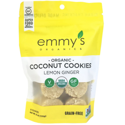 Emmy's Organics Coconut Cookies Lemon Ginger, 170g