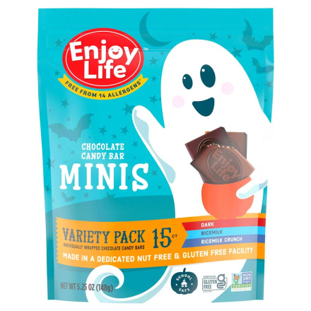 Front of Enjoy Life Allergen-Free Mini Chocolate Candy Bars Halloween Variety Pack