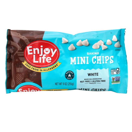 Front of Enjoy Life Dairy-Free Mini Baking Chips White, 255g