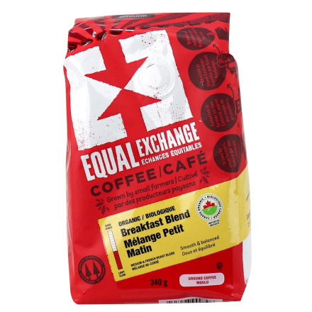 Front of Equal Exchange Organic Ground Coffee Breakfast Blend, 340g