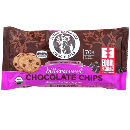 Front of Equal Exchange Organic Bittersweet Chocolate Chips, 283.5g