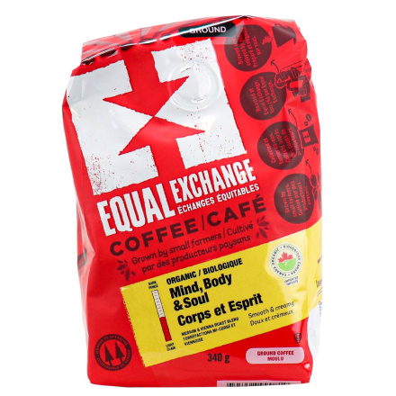 Front of Equal Exchange Organic Ground Coffee Mind, Body & Soul, 340g