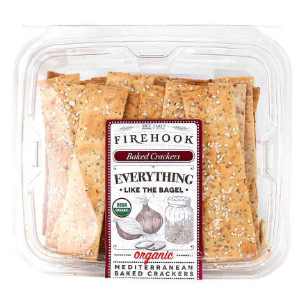 Front of Firehook Organic Mediterranean Baked Crackers Everything, 227g