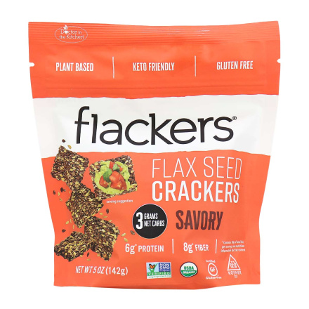 Flackers Gluten-Free Keto Flax Seed Crackers Savoury, 142g