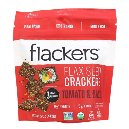 Flackers Gluten-Free Keto Flax Seed Crackers Tomato & Basil, 142g