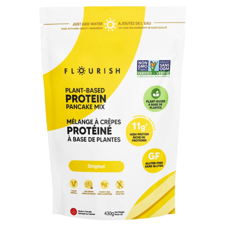 Front of Flourish Pancakes Plant-Based Protein Pancake Mix Original, 430g