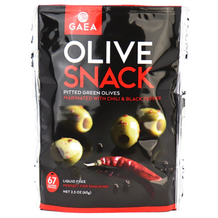 Gaea Green Olive Snack Pack Chili & Black Pepper, 65g