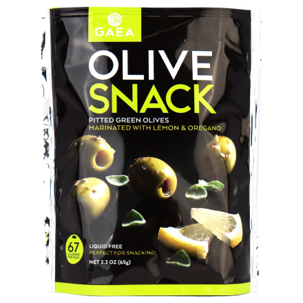 Gaea Green Olive Snack Pack Lemon & Oregano, 65g