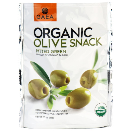 Gaea Organic Green Olives Snack Pack Sea Salt & Lemon, 65g