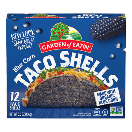Front of Garden of Eatin’ Organic Blue Corn Taco Shells, 156g