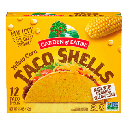 Front of Garden of Eatin’ Organic Yellow Corn Taco Shells, 156g