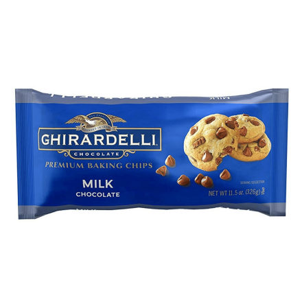 Front of Ghirardelli Milk Chocolate Baking Chips, 326g