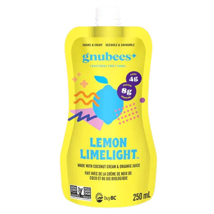 Front of Gnubees+ Functional Protein Fruit Shake Lemon Limelight
