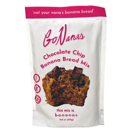 Front of Go Nanas Vegan Banana Bread Mix Chocolate Chip