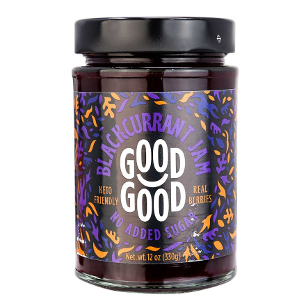 Front of Good Good Keto Friendly Blackcurrant Jam, 330g