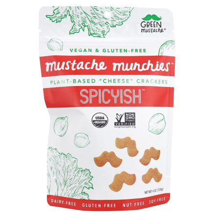 Front of Green Mustache Vegan & Gluten-Free Mustache Munchies Spicyish, 120g
