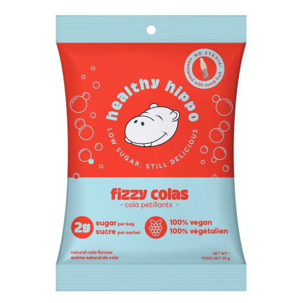 Back of Healthy Hippo Low Sugar Fizzy Cola Gummies
