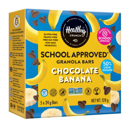 Healthy Crunch Gluten-Free Nut-Free Chocolate Banana Granola Bars, 5 Bars