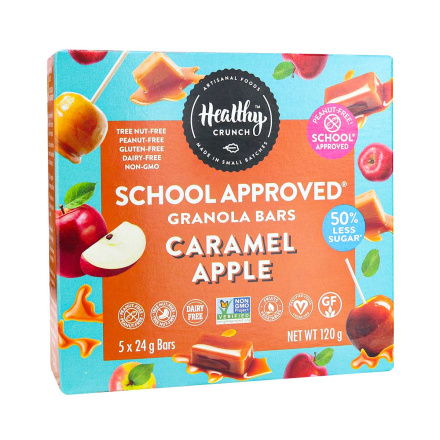 Front of Healthy Crunch Gluten-Free Nut-Free Apple Cinnamon Probiotic Granola Bars, 5 Bars