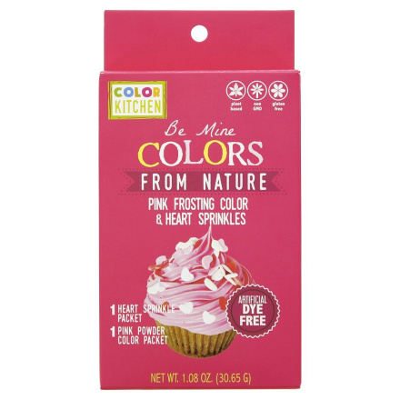 ColorKitchen Be Mine, Pink Food Color and Heart Sprinkle Set, 31g