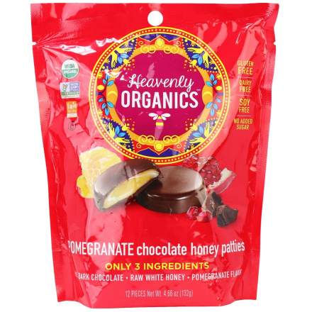 Heavenly Organics Pomegranate Chocolate Honey Patties, 132g