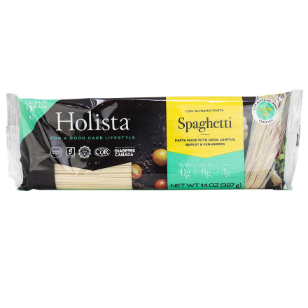 Front of Holista Foods Low Glycemic Pasta Spaghetti, 397g