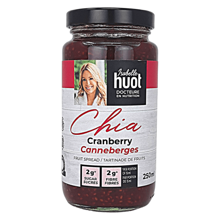Front of Isabelle Huot Chia Cranberry Fruit Spread, 250mL