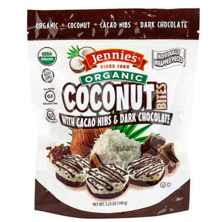 Jennie's Organic Coconut Bites with Cacao Nibs & Dark Chocolate, 149g