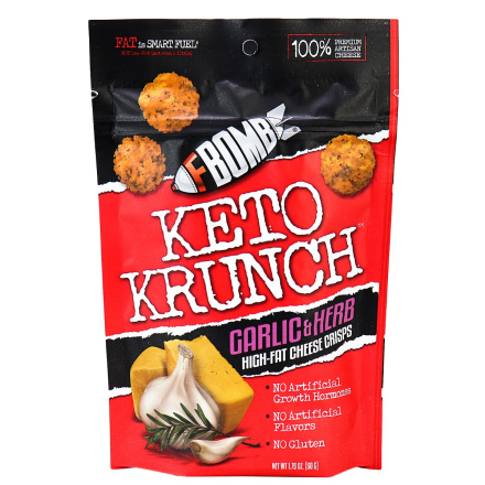 FBOMB Keto Krunch Garlic & Herb Cheese Crisps, 50g