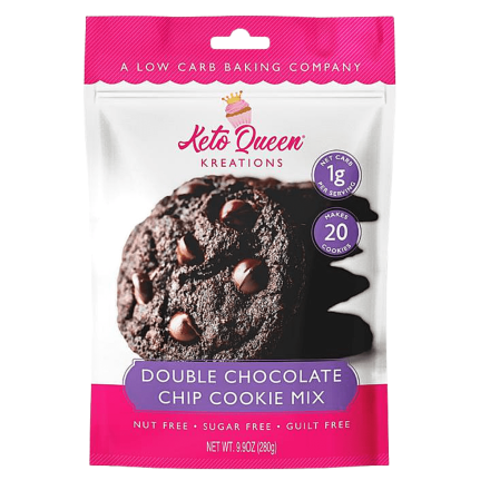 Front of Keto Queen Kreations Sugar-Free Double Chocolate Chip Cookie Mix, 280g