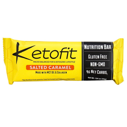 Front of Ketofit Salted Caramel Nutrition Bar with MCT Oil & Collagen, 1 bar