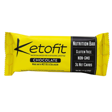 Front of Ketofit Bar Chocolate Nutrition Bar with MCT Oil & Collagen, 1 Bar