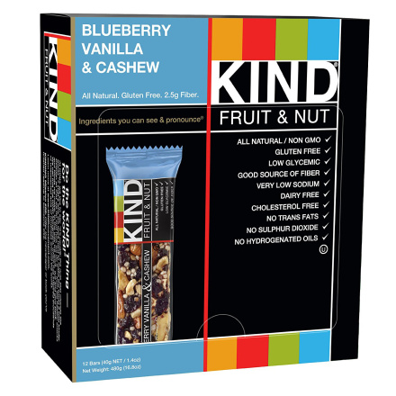 Kind Blueberry Vanilla & Cashew Bar, 12 Bars
