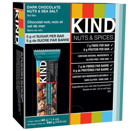 Kind Dark Chocolate Nuts & Sea Salt, 12 Bars