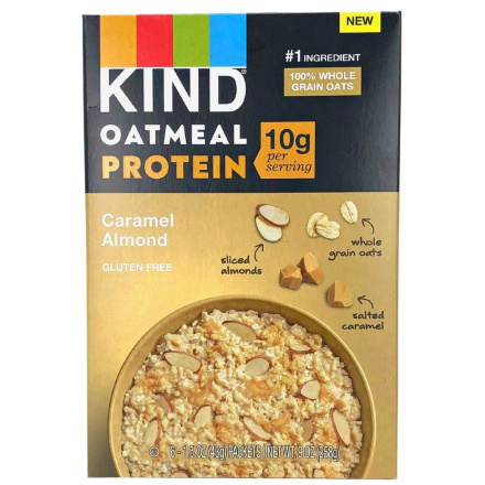 Front of Kind Oatmeal Protein Caramel Almond