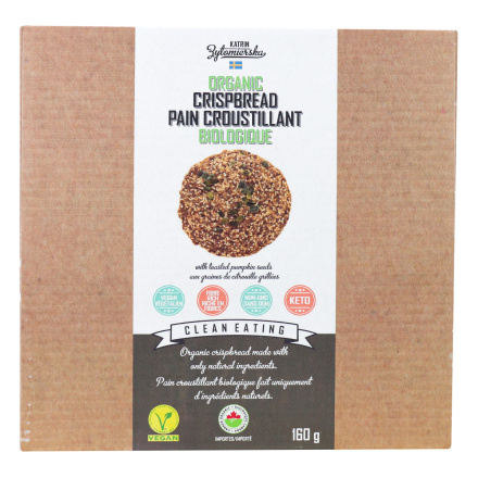 Front of KZ Clean Eating Organic Crispbread With Pumpkin Seeds, 160g