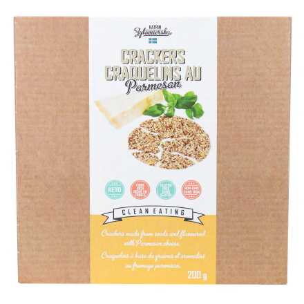 Front of KZ Clean Eating Crackers Parmesan, 200g