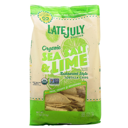 Late July Organic Restaurant Style Tortilla Chips Sea Salt & Lime, 312g