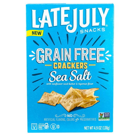 Front of Late July Grain Free Crackers Sea Salt, 138g