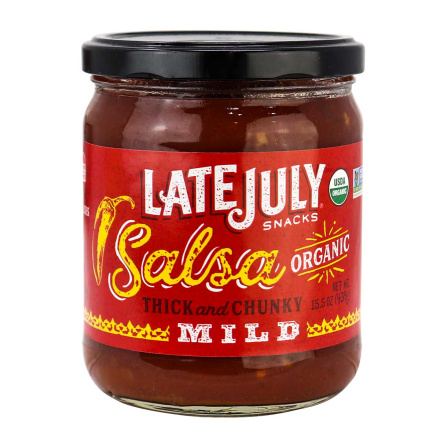 Front of Late July Snacks Salsa Thick and Chunky Mild, 439g