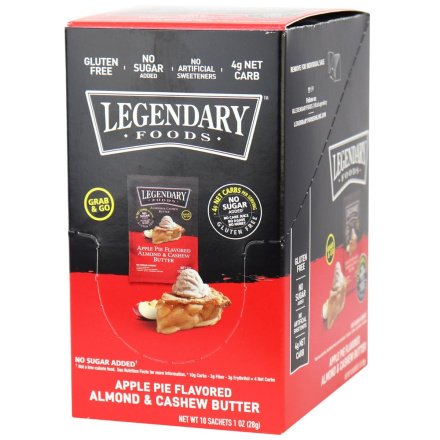 Legendary Foods Apple Pie Almond & Cashew Nut Butter, 10 squeeze packs